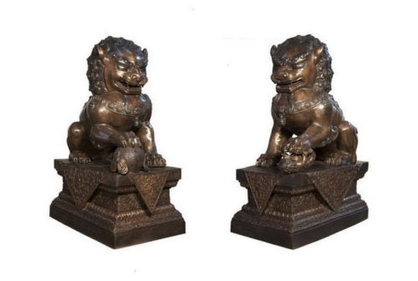 Life Size Bronze Statue - Foo Dogs Asian Dragon Sculptures